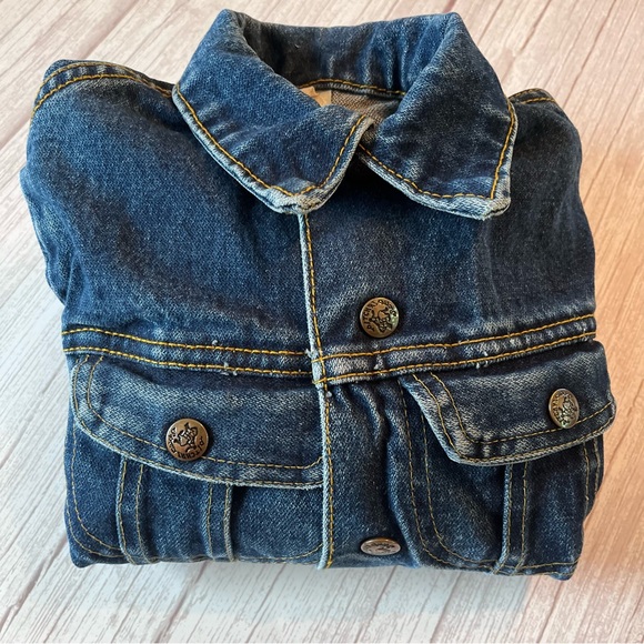 Vtg Pitchriders Dark Wash Jean Jacket Snap Buttons Child 5 6 Western Cowboy - Picture 11 of 16
